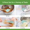 imageTovolo 5Piece Silicone and Wooden Handle Utensil Set Light Aqua Spatula Spoonula Jar Scraper Mini Spatula and Mini SpoonulaAqua