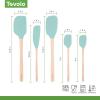 imageTovolo 5Piece Silicone and Wooden Handle Utensil Set Light Aqua Spatula Spoonula Jar Scraper Mini Spatula and Mini SpoonulaAqua