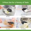 imageTovolo 5Piece Silicone and Wooden Handle Utensil Set Light Aqua Spatula Spoonula Jar Scraper Mini Spatula and Mini SpoonulaBlack