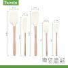 imageTovolo 5Piece Silicone and Wooden Handle Utensil Set Light Aqua Spatula Spoonula Jar Scraper Mini Spatula and Mini SpoonulaWhite