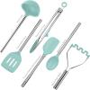 imageTovolo 6Piece Premium Silicone Utensil Set Light Aqua Essential Kitchen Tools  Sturdy Utensils for Home Apartment or College DormsAqua