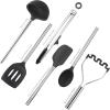 imageTovolo 6Piece Premium Silicone Utensil Set Light Aqua Essential Kitchen Tools  Sturdy Utensils for Home Apartment or College DormsBlack