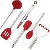 imageTovolo 6Piece Premium Silicone Utensil Set Light Aqua Essential Kitchen Tools  Sturdy Utensils for Home Apartment or College DormsCayenne