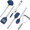 imageTovolo 6Piece Premium Silicone Utensil Set Light Aqua Essential Kitchen Tools  Sturdy Utensils for Home Apartment or College DormsDeep Indigo