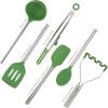 imageTovolo 6Piece Premium Silicone Utensil Set Light Aqua Essential Kitchen Tools  Sturdy Utensils for Home Apartment or College DormsPesto