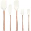 imageTovolo 5Piece Silicone and Wooden Handle Utensil Set Light Aqua Spatula Spoonula Jar Scraper Mini Spatula and Mini SpoonulaWhite