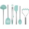imageTovolo 6Piece Premium Silicone Utensil Set Light Aqua Essential Kitchen Tools  Sturdy Utensils for Home Apartment or College DormsAqua