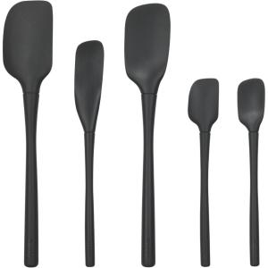 imageTovolo 5Piece Spatula Silicone Utensil Set Light Aqua Spatula Spoonula Jar Scraper Mini Spatula and Mini Spoonula 1000292Black