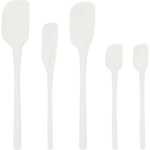 imageTovolo 5Piece Spatula Silicone Utensil Set Light Aqua Spatula Spoonula Jar Scraper Mini Spatula and Mini Spoonula 1000292White