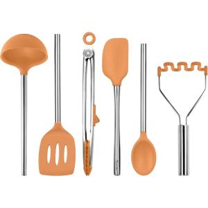 imageTovolo 6Piece Premium Silicone Utensil Set Light Aqua Essential Kitchen Tools  Sturdy Utensils for Home Apartment or College DormsApricot