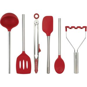 imageTovolo 6Piece Premium Silicone Utensil Set Light Aqua Essential Kitchen Tools  Sturdy Utensils for Home Apartment or College DormsCayenne