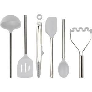 imageTovolo 6Piece Premium Silicone Utensil Set Light Aqua Essential Kitchen Tools  Sturdy Utensils for Home Apartment or College DormsOyster Gray