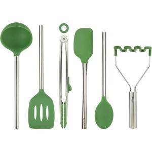 imageTovolo 6Piece Premium Silicone Utensil Set Light Aqua Essential Kitchen Tools  Sturdy Utensils for Home Apartment or College DormsPesto