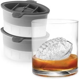 imageTovolo Craft Ice Molds  Golf Ball Shaped Ice Spheres for Whiskey Bourbon Cocktails Gifts ampamp More  Pack of 2 Stackable Sports Molds with LeakResistant Lids BPAFree Silicone DishwasherSafeFootball
