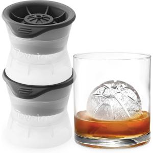 imageTovolo Craft Ice Molds  Golf Ball Shaped Ice Spheres for Whiskey Bourbon Cocktails Gifts ampamp More  Pack of 2 Stackable Sports Molds with LeakResistant Lids BPAFree Silicone DishwasherSafeBasketball