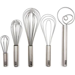 imageTovolo Danish Sturdy Wire Batter Blender for Cooking Bread Baking Accessory Easy to Clean Stainless Steel 12quot Dough Whisk SilverAssortment Bundle Set of 5