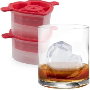 imageTovolo Faceted Heart Ice Molds Set of 2  Large Ice Heart Mold Ideal for Whiskey Cocktails ampamp Any Cold Beverage  OdorFree Freezer Storage DishwasherSafeHeart