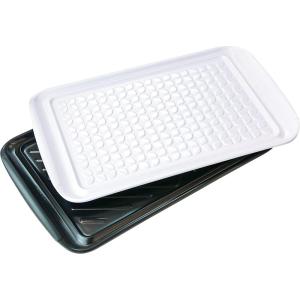 imageTovolo Marinade Container with Lid Large BlueWhite  BBQ Prep Tub ampamp Marinating Container with Lid for Kitchen Grill Meal Prep Smoker Griddle ampamp Barbeque  DishwasherSafe Melamine Marinade TrayPrep  Serve