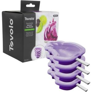 imageTovolo Silicone Popsicle Molds with Sticks 4Pack Dino  Reusable Ice Pop Molds for Homemade Flavored Ice Pops ampamp Frozen Snacks  Stackable Popsicle Maker with Lid Dishwasher Safe ampamp BPAFreeUnicorn