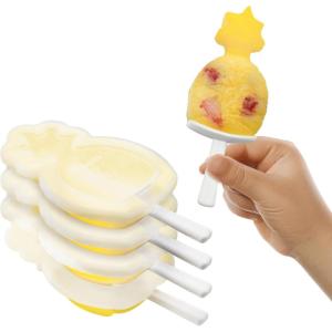 imageTovolo Silicone Popsicle Molds with Sticks 4Pack Dino  Reusable Ice Pop Molds for Homemade Flavored Ice Pops ampamp Frozen Snacks  Stackable Popsicle Maker with Lid Dishwasher Safe ampamp BPAFreePineapple