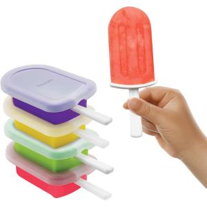 imageTovolo Silicone Popsicle Molds with Sticks 4Pack Dino  Reusable Ice Pop Molds for Homemade Flavored Ice Pops ampamp Frozen Snacks  Stackable Popsicle Maker with Lid Dishwasher Safe ampamp BPAFreeClassic
