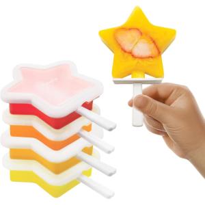 imageTovolo Silicone Popsicle Molds with Sticks 4Pack Dino  Reusable Ice Pop Molds for Homemade Flavored Ice Pops ampamp Frozen Snacks  Stackable Popsicle Maker with Lid Dishwasher Safe ampamp BPAFreeStar