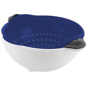 imageTovolo Soak N Strain 15 Quart Colander EasyPour Spout 2in1 Strainer ampamp Soaking Bowl Fruit Bowl ampamp Vegetable Wash BPAFree ampamp DishwasherSafe Deep IndigoDeep Indigo
