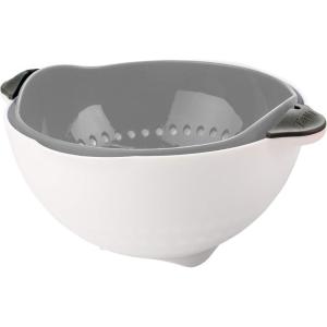 imageTovolo Soak N Strain 15 Quart Colander EasyPour Spout 2in1 Strainer ampamp Soaking Bowl Fruit Bowl ampamp Vegetable Wash BPAFree ampamp DishwasherSafe Deep IndigoOyster Gray