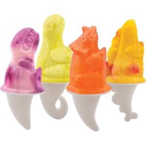 imageTovolo Zoo Crew Pop Molds Set of 4  Reusable MessFree Silicone Popsicle Molds with Sticks and DripGuards for Easy Homemade SnacksDino
