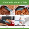 imageFlexCore Spatula All Silicone High Heat Resistant 5 Piece Cooking Utensils Set  Includes NonStick Spatula Spoonula Jar Scraper and Mini  BPAFree Kitchen  Ergonomic DesignBlue Slate