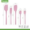 imageFlexCore Spatula All Silicone High Heat Resistant 5 Piece Cooking Utensils Set  Includes NonStick Spatula Spoonula Jar Scraper and Mini  BPAFree Kitchen  Ergonomic DesignPink Sorbet