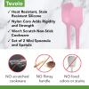 imageTovolo FlexCore AllSilicone Mini Spatula ampamp Spoonula Kitchen Utensil Set of 2 HeatResistant ampamp BPAFree Silicone Spatula ampamp Spoonula Safe for Cast Iron ampamp NonStick Cookware DishwasherSafePink Sorbet