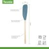 imageTovolo FlexCore LongHandled Silicone Jar Scraper Spatula Wood Handle HeatResistant Silicone Head With Curved Front for Scooping ampamp Scraping DishwasherSafe ampamp BPAFreeBlue Slate