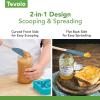 imageTovolo FlexCore LongHandled Silicone Jar Scraper Spatula Wood Handle HeatResistant Silicone Head With Curved Front for Scooping ampamp Scraping DishwasherSafe ampamp BPAFreeBlue Slate
