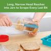imageTovolo FlexCore LongHandled Silicone Jar Scraper Spatula Wood Handle HeatResistant Silicone Head With Curved Front for Scooping ampamp Scraping DishwasherSafe ampamp BPAFreeBlue Slate