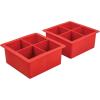 imageTovolo Ice Cube Trays ampamp Sphere Molds Easy Release Silicone 6 Large Cubes ampamp 2 Spheres for Whiskey Cocktails and Beverages Charcoal GrayCube Tray Red