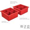 imageTovolo Ice Cube Trays ampamp Sphere Molds Easy Release Silicone 6 Large Cubes ampamp 2 Spheres for Whiskey Cocktails and Beverages Charcoal GrayCube Tray Red