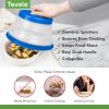imageTovolo Microwave Splatter Cover for Food Medium Charcoal  Collapsible ampamp Vented Silicone Splatter Guard Lid  Microwave Plate ampamp Dish Cover with Handle  BPAFree Kitchen Gadget for Meal PrepStratus Blue
