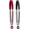 imageTovolo Kitchen Cooking Stainless Steel Tongs 9quot with Silicone Grip ampamp Easy Lock Mechanism for Serving Salad and Ice Charcoal GrayBlack  Chili