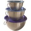 imageTovolo Stainless Steel Set of 3 Mixing TightSeal DishwasherSafe Metal Bowls with BPAFree Lids for Food Storage Stainless Steel