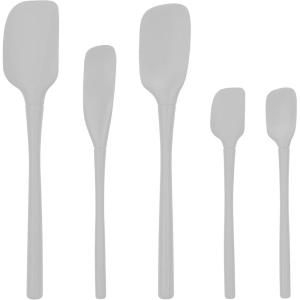 imageFlexCore Spatula All Silicone High Heat Resistant 5 Piece Cooking Utensils Set  Includes NonStick Spatula Spoonula Jar Scraper and Mini  BPAFree Kitchen  Ergonomic DesignOyster Gray