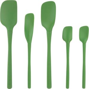 imageFlexCore Spatula All Silicone High Heat Resistant 5 Piece Cooking Utensils Set  Includes NonStick Spatula Spoonula Jar Scraper and Mini  BPAFree Kitchen  Ergonomic DesignPesto