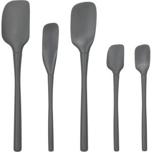 imageFlexCore Spatula All Silicone High Heat Resistant 5 Piece Cooking Utensils Set  Includes NonStick Spatula Spoonula Jar Scraper and Mini  BPAFree Kitchen  Ergonomic DesignCharcoal