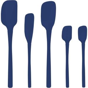 imageFlexCore Spatula All Silicone High Heat Resistant 5 Piece Cooking Utensils Set  Includes NonStick Spatula Spoonula Jar Scraper and Mini  BPAFree Kitchen  Ergonomic DesignDeep Indigo