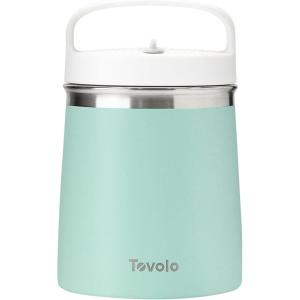 imageTovolo 2 Quart Stainless Steel Traveler DoubleWall VacuumInsulated Food Container 2 Qt Food Storage ampamp Ice Cream Container EasyCarry Handle Travel Mug for Hot Food ampamp Cold Ice Cream CharcoalMintWhite