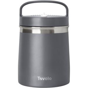 imageTovolo 2 Quart Stainless Steel Traveler DoubleWall VacuumInsulated Food Container 2 Qt Food Storage ampamp Ice Cream Container EasyCarry Handle Travel Mug for Hot Food ampamp Cold Ice Cream CharcoalCharcoal