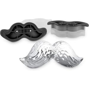 imageTovolo 220100048 LeakFree SlowMelting Novelty Mustache Ice Silicone Sealed Lid AntiTip Set of 2 Stackable Molds for Whiskey Spirits Liquor Cocktails Soda ampamp More