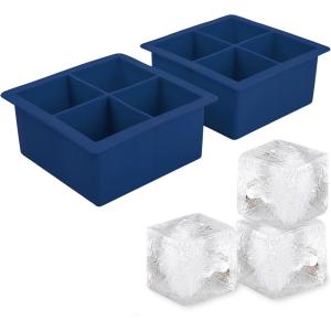 imageTovolo Elements Set of 2 Silicone ExtraLarge Ice Cubes for Whiskey Bourbon Cocktails ampamp More BPAFree ampamp DishwasherSafe XL Trays Cool GrayBlueberry