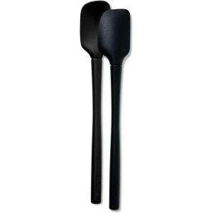 imageTovolo FlexCore AllSilicone Mini Spatula ampamp Spoonula Kitchen Utensil Set of 2 HeatResistant ampamp BPAFree Silicone Spatula ampamp Spoonula Safe for Cast Iron ampamp NonStick Cookware DishwasherSafeBlack