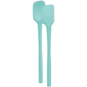 imageTovolo FlexCore AllSilicone Mini Spatula ampamp Spoonula Kitchen Utensil Set of 2 HeatResistant ampamp BPAFree Silicone Spatula ampamp Spoonula Safe for Cast Iron ampamp NonStick Cookware DishwasherSafeLight Aqua